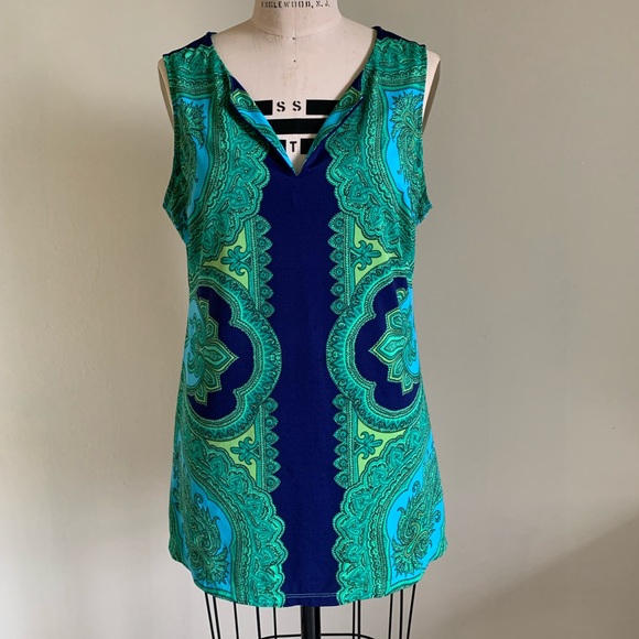 INC International Concepts Tops - INC International Concepts Green/Blue Tunic Blouse